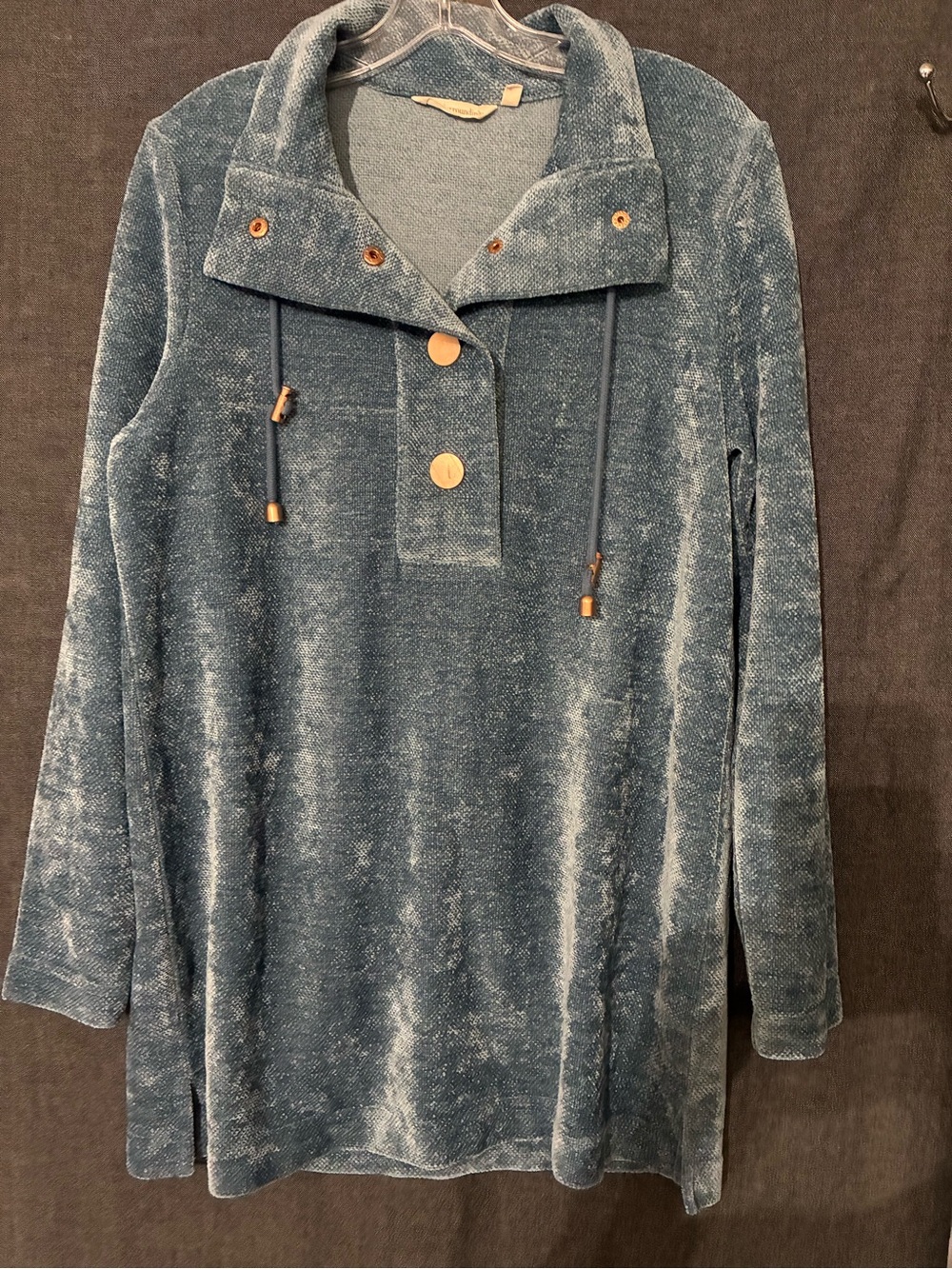 Soft surroundings Plush Button-Front Pullover Tunic- Blue